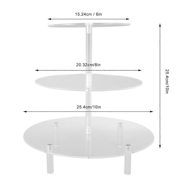 Cupcake Stand 3 Etager Kage Serveringsdisplay Akryl Dessert Carrier Display Holder til Feriefest