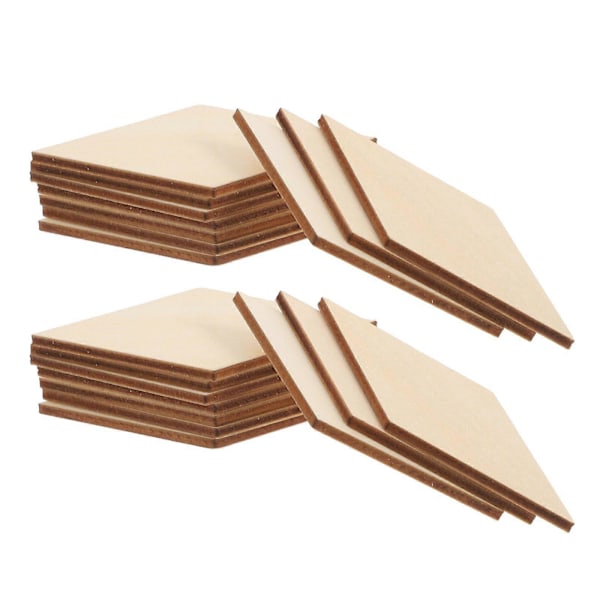 30 st DIY Rombformade Träbitar Kreativa Trähantverk Heminredning Träflisor Modell Hantverksmaterial för Hemmet (40x80mm)