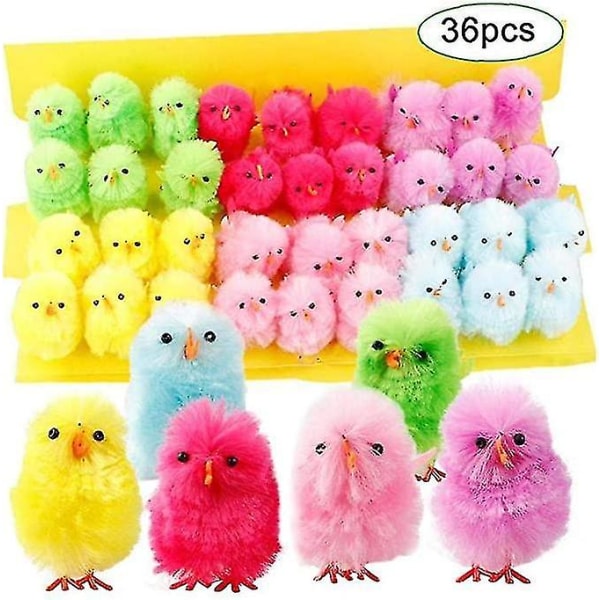 Mini Gul Kyckling Påsk Dekorativ Barnleksak 36/60st Xuangshang60pcscolorful