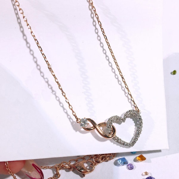 Rose Gold Heart halskæde Kvinder Infinity Love Clavicle Chain