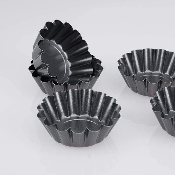 Sæt med 10 sorte non-stick tærteforme 6,5 * 2,1 cm til mini - kage