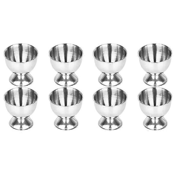 8x Äggkoppar Set Rostfritt Stål Ägg Hårdkokta Ägg Och Mjuk Bricka Verktygshållare Kök, Silver-yvan