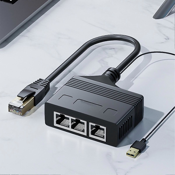 Netværks Splitter Stabil Output Plug Play 100m Transmission Høj Hastighed Klare Videosignaler Internetdeling 3 i 1 RJ45 Netværks Ethernet Splitter