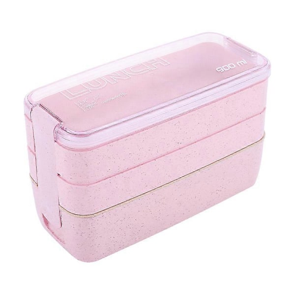 Bento-lounasrasia aikuisille, pinottava bento-rasia 3-osainen - vehnäoljesta valmistettu tiivis bento-lounasrasia, aterianvalmistusastia