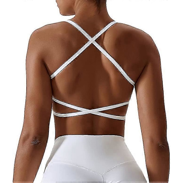 Rygglös Sport-BH, Sexig Push Up Sport-BH, Korsrygg Bustier, Vadderad Damtopp, Gymtopp Utan Bygel