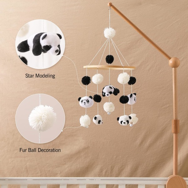 Promise Babe Baby Mobile Panda Bear Chimes med filtbollar mjuka