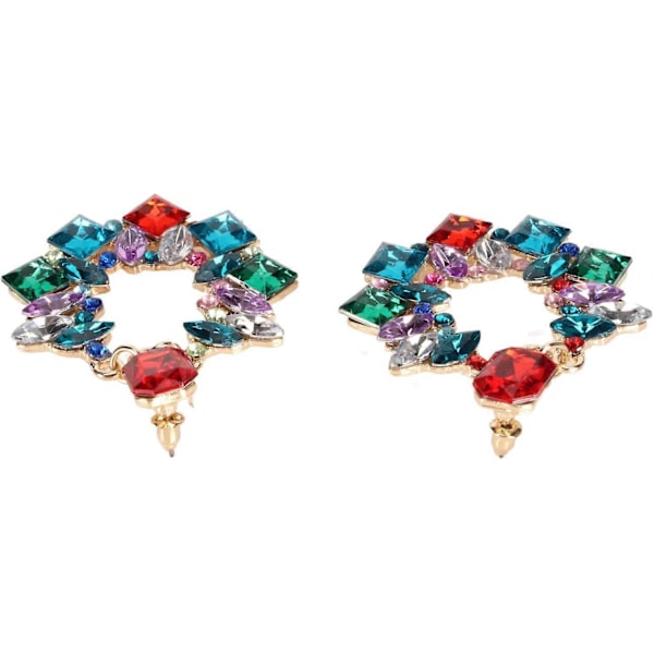 Mote Rhinestone Statement Anheng øredobber Vintage Fargerike Hul løkke anheng øredobber Brud Brudepiker Bryllup øredobber