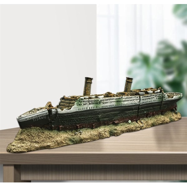 Akvarium Titanic Skipsvrak dekorasjoner, skipsdekorasjoner laget av harpiksmateriale, skipsvrak, akvariumdekorasjon