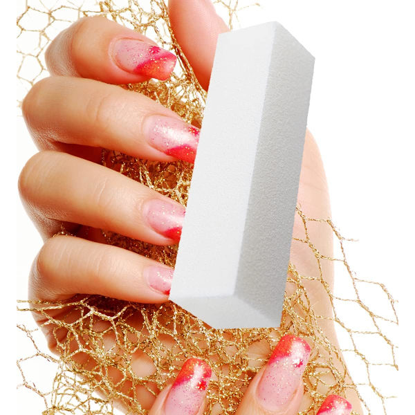 *10 Pack Vita Nagelbufferblock 120 Grits med Nagelborste för Pr*
