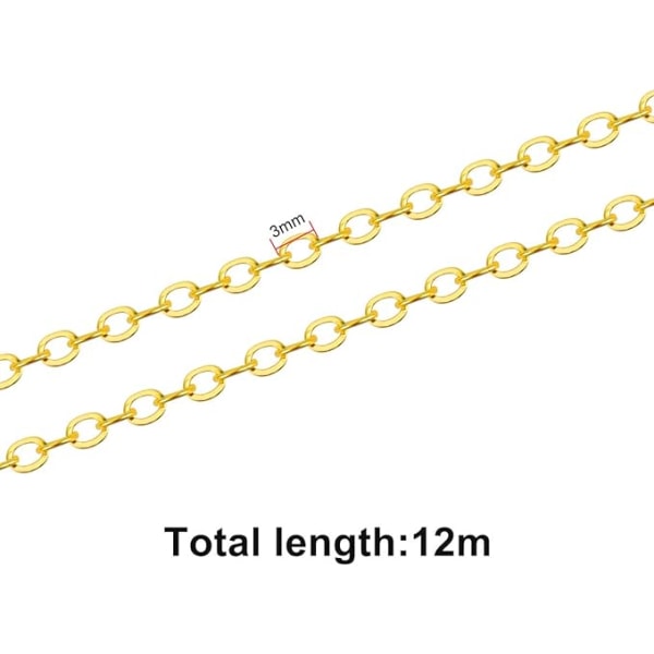 12 m smykkefremstillingskæde 2 x 3 mm halskæde i rustfrit stål
