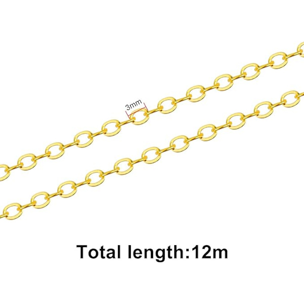 12m Smykkekreasjonskjede 2 x 3mm Rustfritt Stål Halskjede