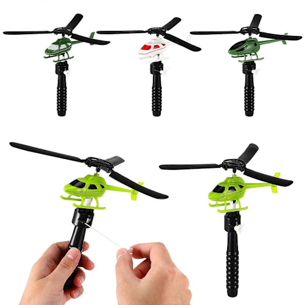 5 st DIY Dragsko Flygplan Modell Flygplan Helikopter Leksak Kreativ Rolig Helikopterleksak Pedagogisk Presentleksak för Barn (Blandad Färg Blandat Mönster)