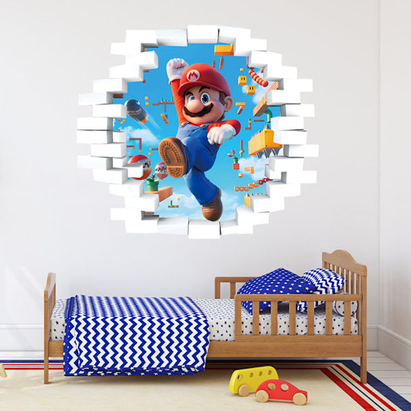 #Piirretty Mario 3D-seinätarra, tapetti, PVC, 46*40cm#