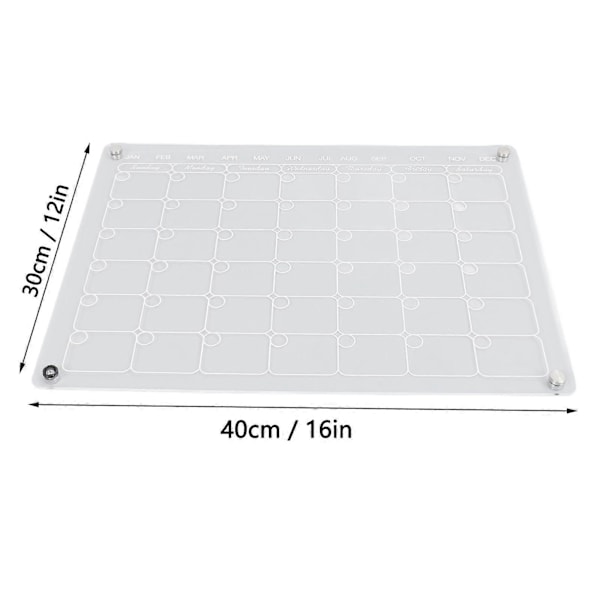 2 st Magnetisk Akrylkalender för Kylskåp 40x30cm Tidsplanering Kylskåp Månadsvis Whiteboard för Planering