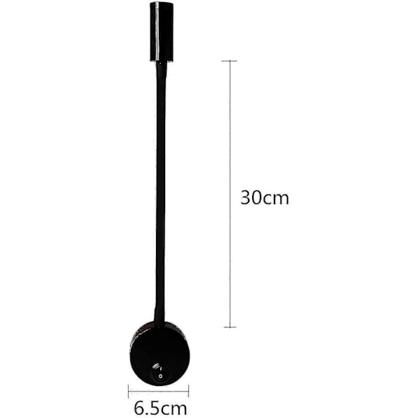 2 st Svarta Väggläslampor 3w, Flexibel Hals Justerbar Vägglampa Aluminium Bordslampa