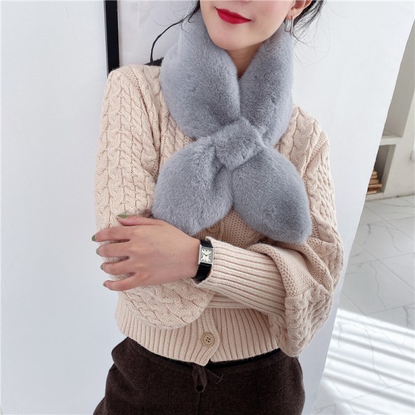 #1PC Vinter solid farget myk varm skjerf, grå#