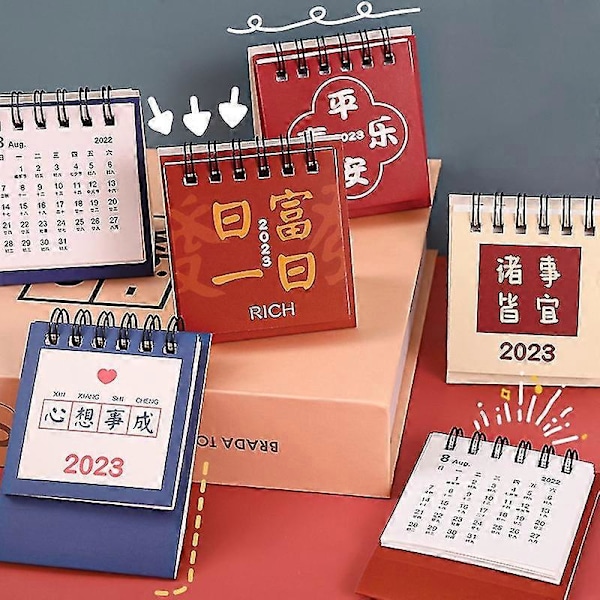 Mini Kalender Inspirerande Text Enkel Bläddering Delikat Mönster Dekorativ Flexibel Daglig Schema Portabel 2023 Stående Flip Skrivbordskalender F