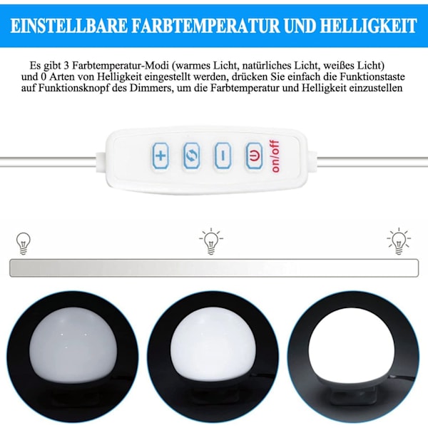 #(12 kappaletta) LED-peilivalo, LED-peilivalo, 3 väritilaa, pukeutumispöydän valo, meikkivalo#