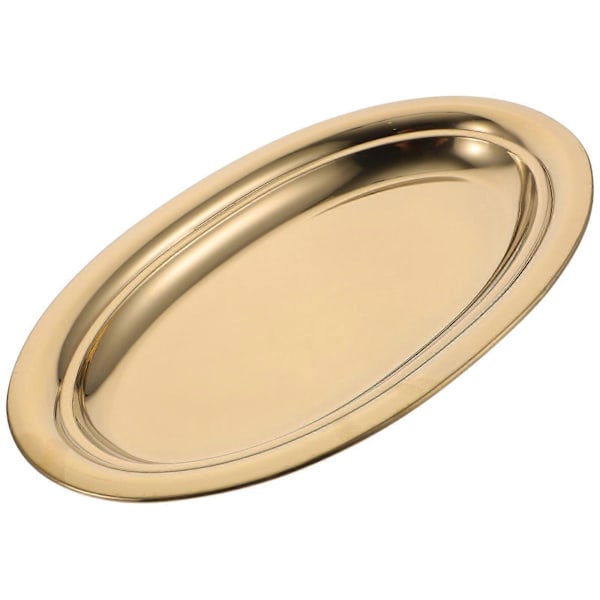 Oval middagstallerken i rustfrit stål, metal tallerkener, madfade til spisning og camping