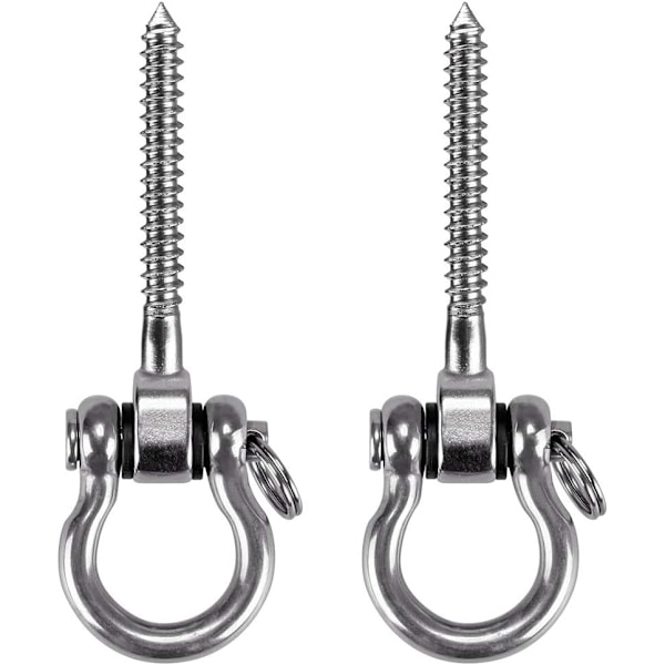 2 stk. Skruekrok, Heavy Duty 304 Rustfritt Stål 180° Tak