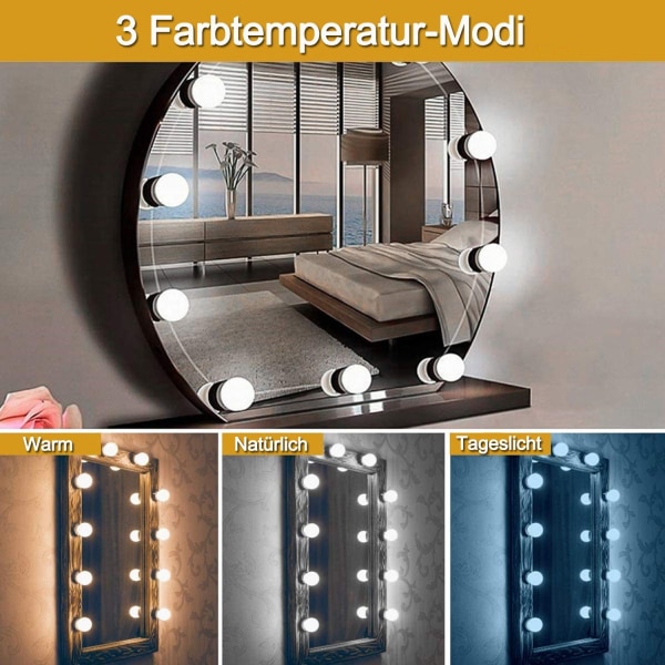 #(6 styk) LED-spejlslys, LED-spejlslys, 3 farvetilstande, lys til kommode, makeup-lys#