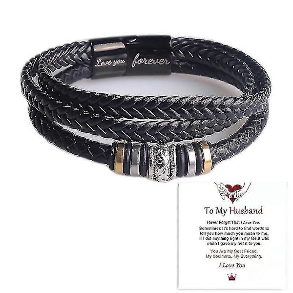 Inspirerende armbånd i rustfrit stål, flettet læderarmbånd til mænd