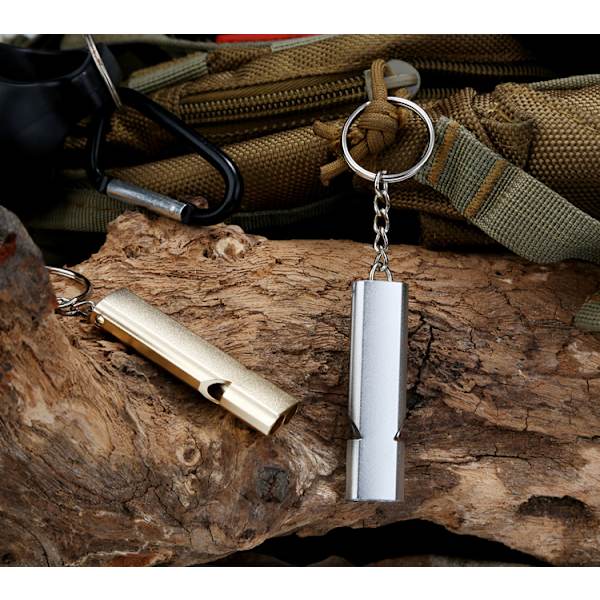 Whistle Double Tubes -turvapilli 2 kpl, narulla ja avaimella