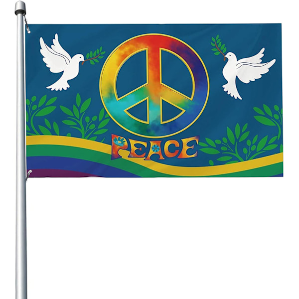 #90x150cm, Verdens Fredsflag - Lyse Farver#