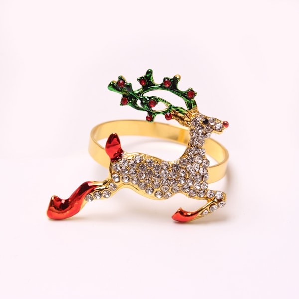 #6 Stykke Jule Servietringe - Diamantbesat Elg, Unik N#