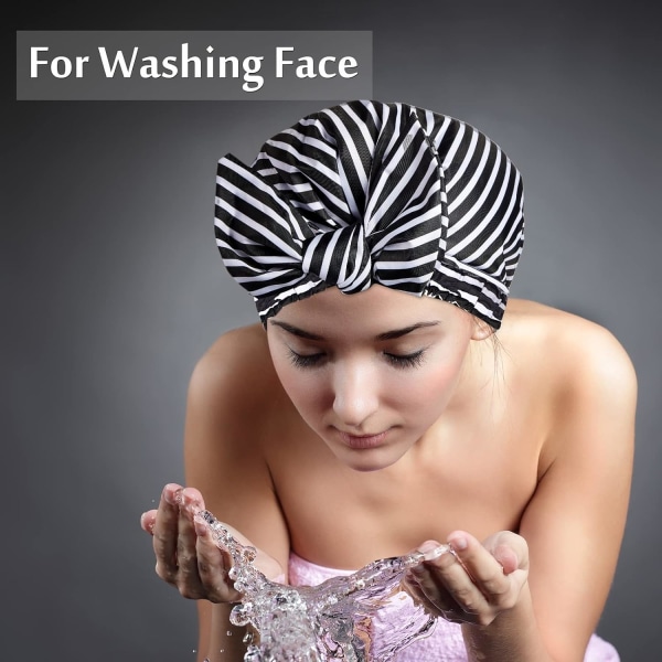 2 kpl naisten suihkumyssyjä, uudelleenkäytettävä vedenpitävä elastinen helma