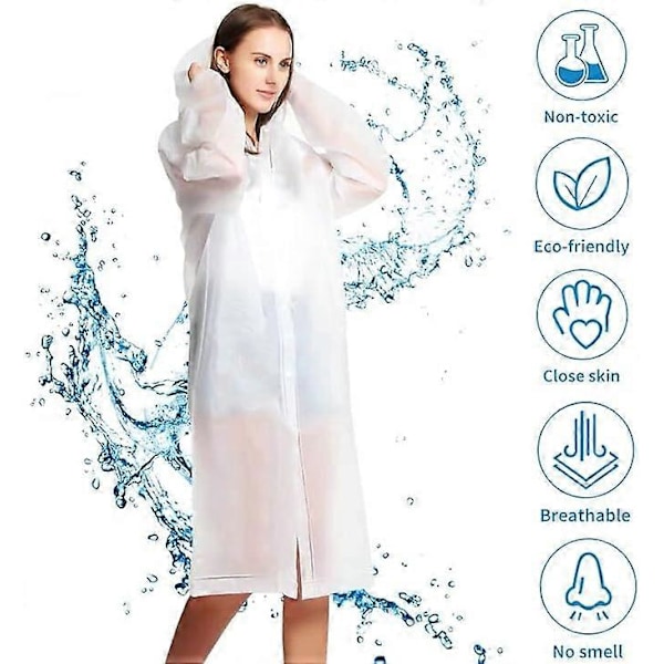 2 kpl sadetakki miehille naisille uudelleenkäytettävä, vedenpitävä sadetakki poncho läpinäkyvä sadetakki sadetakki sadesuoja