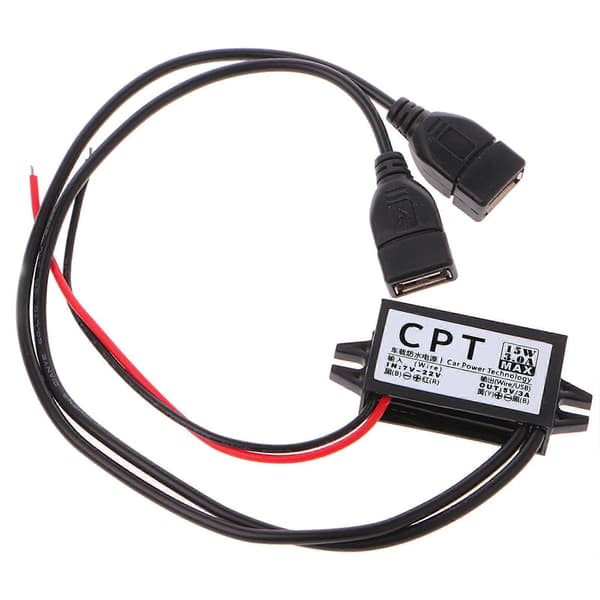 for DC Konverter 12V Til 5V 3A Dobbelt 2 USB Til Auto Strøm Regulator Spænding Step