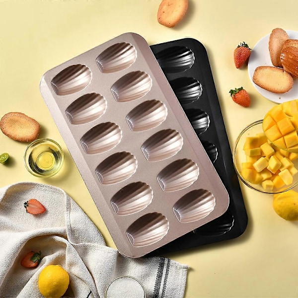 Non-stick belægning 12-delt muslingeskalskageform, 2-delt sæt husholdningsbageforme til snacks