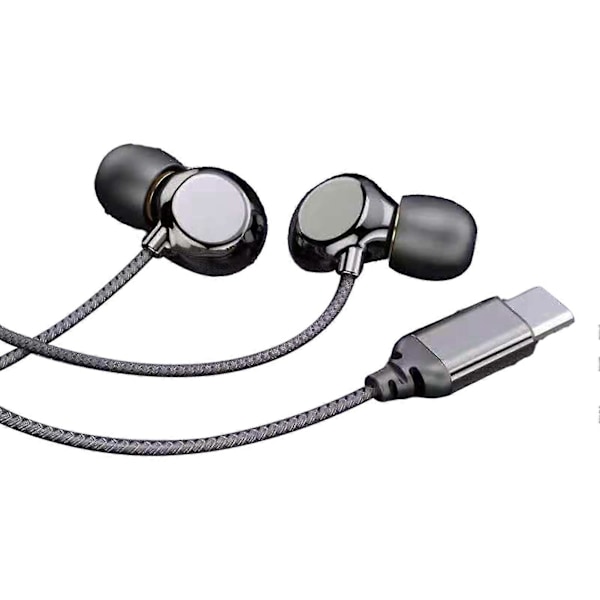 Trådbundna hörlurar med dubbla oberoende moduler, uppslukande HiFi-ljud, brusreducering, Type-C in-ear trådbundna hörlurar