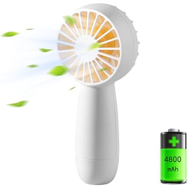 Vit Handhållen Fläkt, Bärbar Mini Handfläkt USB Laddningsbar