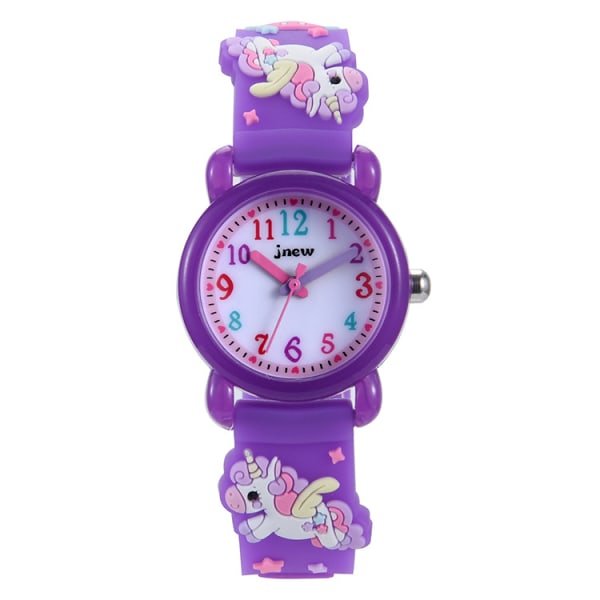 #3D Kids Unicorn Watch Waterproof Quartz Watch, Dark Purple#