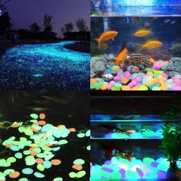 100 stk. farverige lysende sten akvarium sten dekoration fluorescerende akvarium sten sandsynligvis 1,8 til 3 cm dekorative sten dekorative sten til