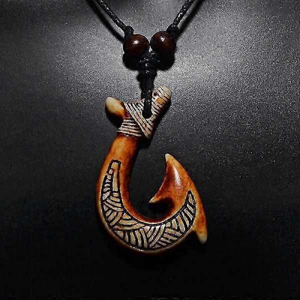 FX003 Uusi-Seelanti Maori luukaulakoru, kalan koukku riipus, miesten choker, retrokoru, jakin luuta jäljittelevä kaulakoru, amulettilahja