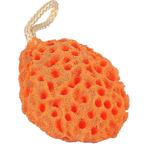 Duschsvamp för kropp och havsdusch, mjuk svamp för kropp, spa, tvätt och rengöring badboll (orange)