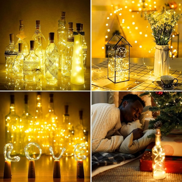 #15 LED-pullostringivalot, 2M 20 LEDiä, Korkkilamput
