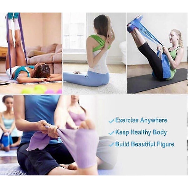 2 stk. Latex Elastiske Træningsbånd, Yoga Fysioterapi Fitness Stræk Muskeltræning Ingen Modstandsbånd (Blå & Grøn)