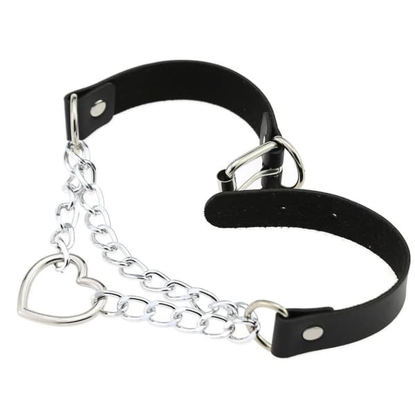 #Halskæde Hjerteformet Choker Sort PU Læder Halskæde Sort#