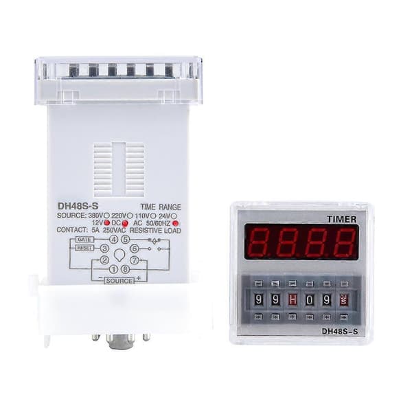 Programmerbart forsinkelsestidsrelæ 0,1S-99H 8-benet DH48s s (24V AC/DC)