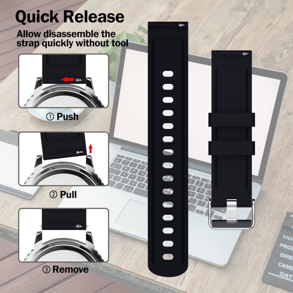 22mm Smartwatch Strap- 2st Silikon snabbkopplingsremmar, Repla