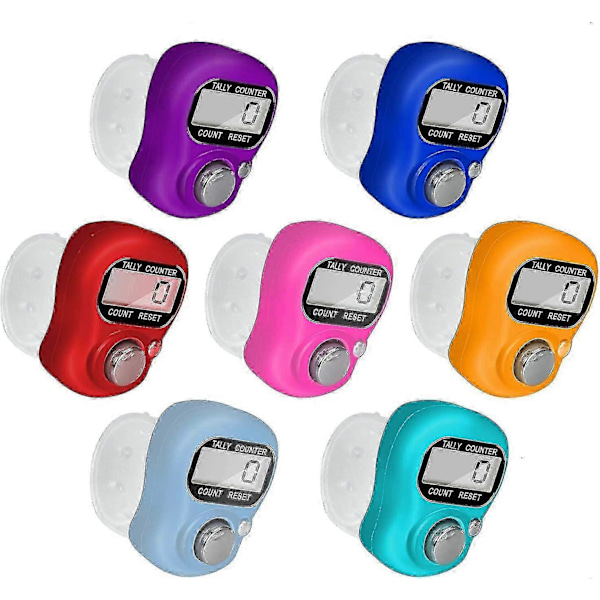 Elektronisk fingerteller, 7-pakning Nullstillbar 5-sifret LCD Elektronisk Digital Display Finger Hånd Teller