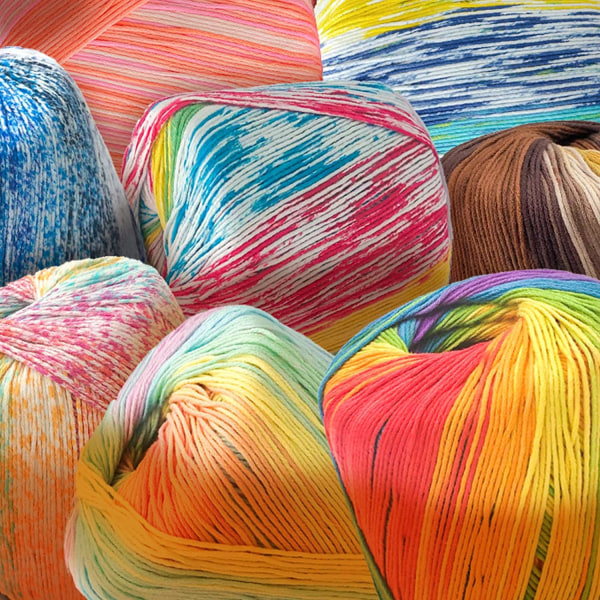 #Hæklede strikkede bomuldsgarnkugler - regnbuefarver, håndlavede tykke#