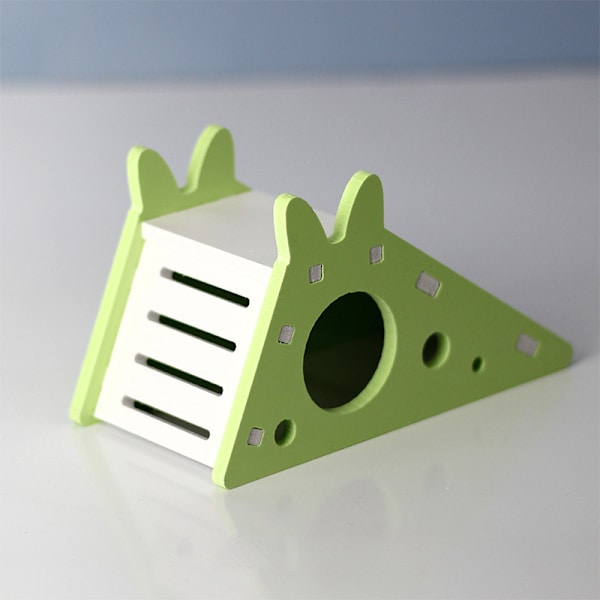 #3 Hamsterhus Træhytte til Lille Kæledyr Naturlig Levested for Hamster Gerbil Rot Chipmunk 3 Farver Pink Blå Grøn#