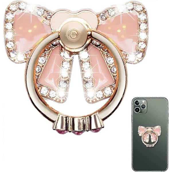 Telefonringhållare, Fingergrepp Ringhållare 360 Graders Rotation Självhäftande Glitter Rosett Hållare Ring