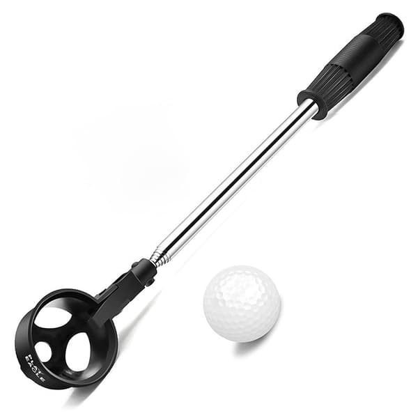 #1 Teleskopisk Golfboldopsamler i Rustfrit Stål til Vand med Golfbold-Putter-Greb Golf Tilbehør Golf Gave til Mænd#