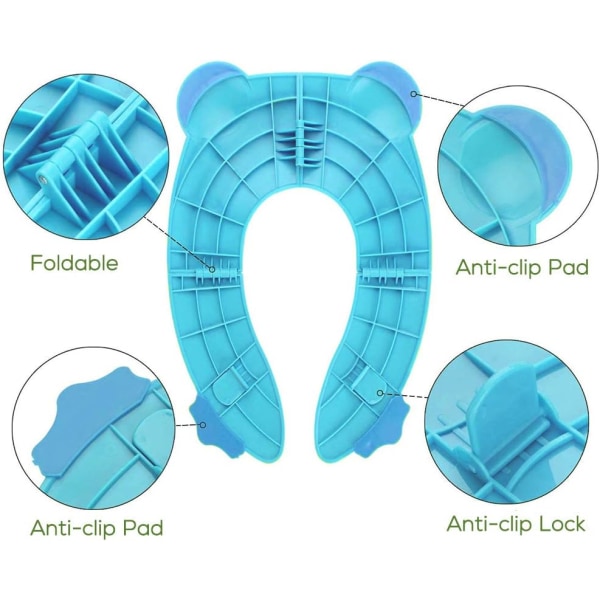 *Taitettava matka-wc-istuin lapsille Kannettava wc-istuin baby mukavuudelle PP-materiaalia, 4 luistamatonta silikonityynyä ja 1 kantolaukku——sininen*